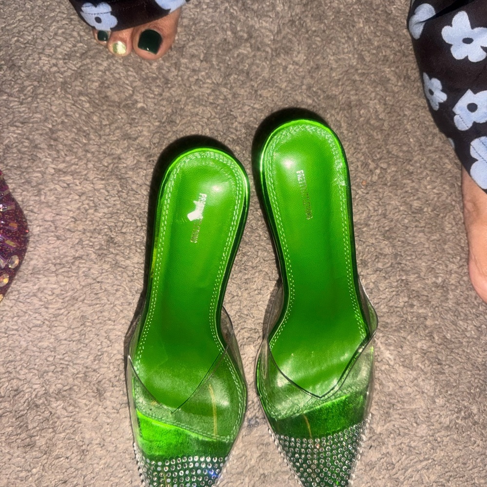 PrettyLittleThing Emerald Rhinestone Heels